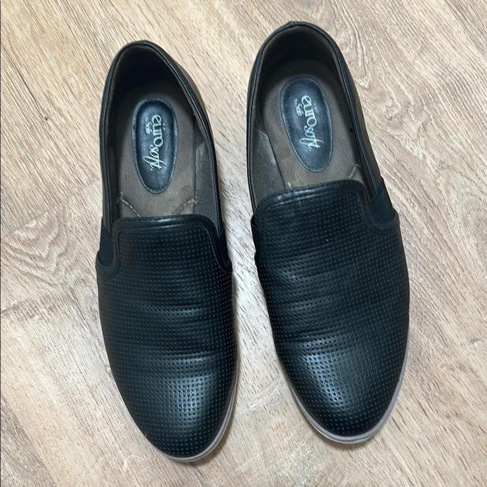 EUROSOFFT x SOFFT | Faux Leather Black Vernelle Slip-on‎ Comfort Loafers, 10M